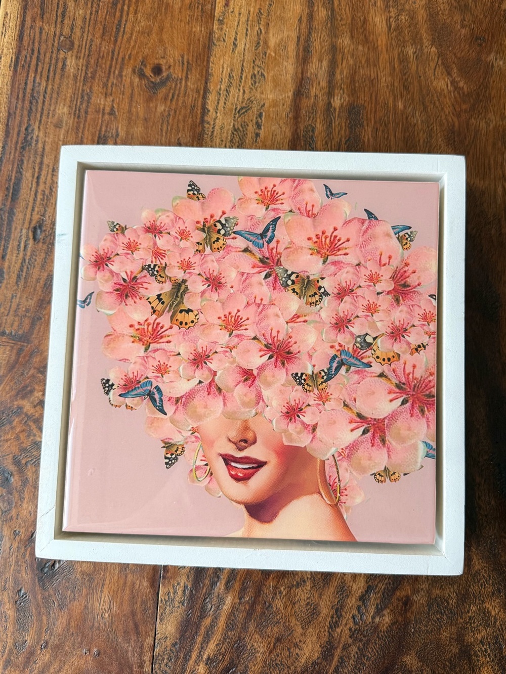 Krovblit Pink Blossom mixed-media/acrylic-resin finish “Flower Brain” art